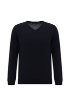 Koyu Lacivert V Yaka Regular Fit Yün Triko Kazak