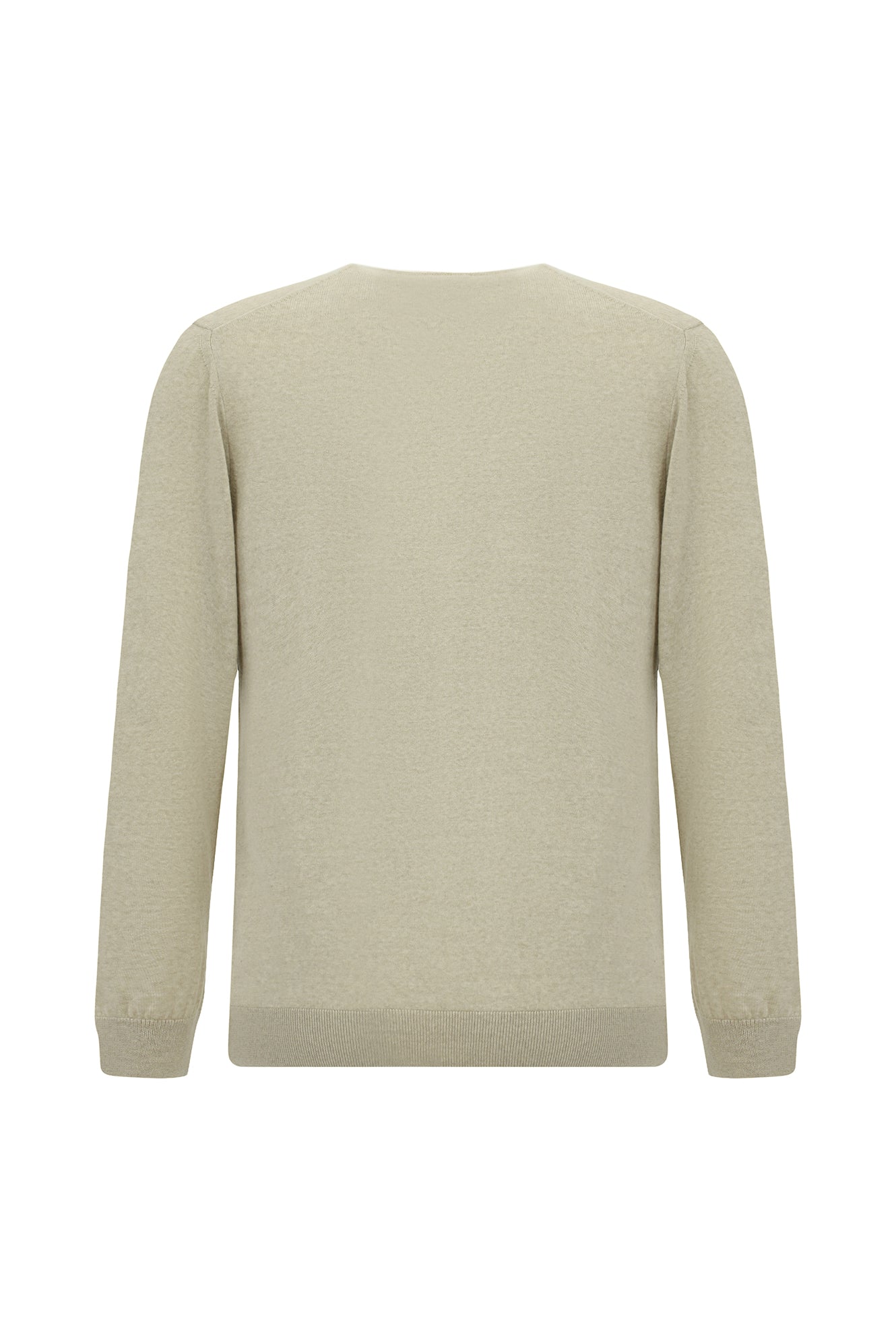 Açık Bej V Yaka Regular Fit Nakışlı Yün Triko Kazak