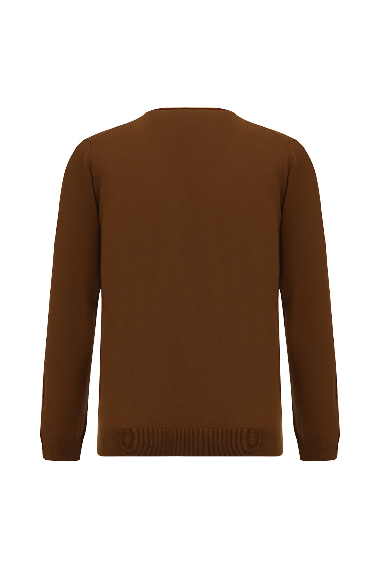 Camel V Yaka Regular Fit Nakışlı Yün Triko Kazak