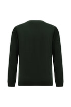 Orta Haki V Yaka Regular Fit Nakışlı Yün Triko Kazak