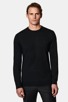 Siyah Bisiklet Yaka Regular Fit Yün Triko Kazak