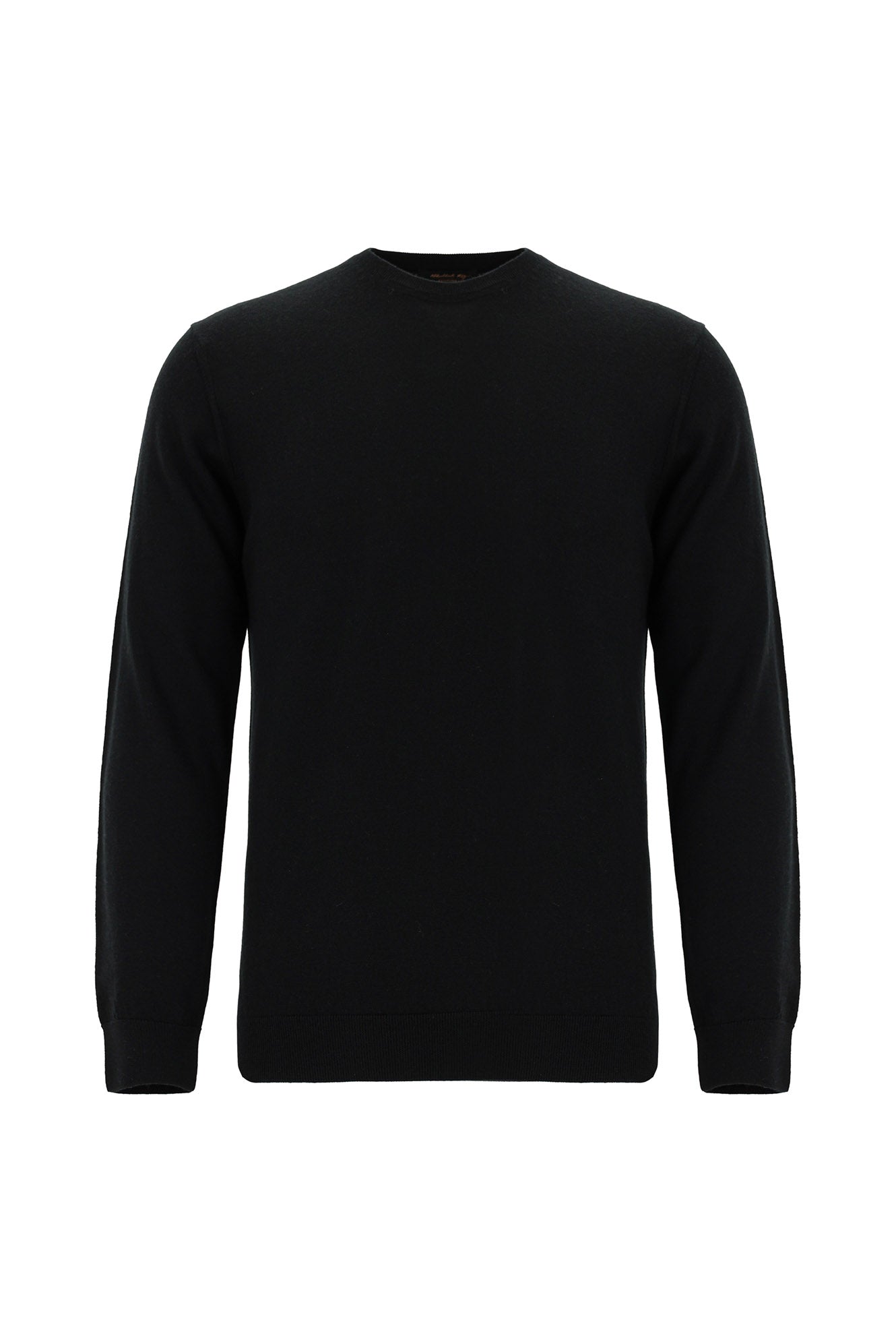 Siyah Bisiklet Yaka Regular Fit Yün Triko Kazak