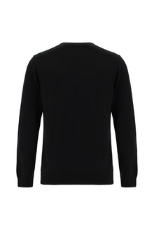 Siyah Bisiklet Yaka Regular Fit Yün Triko Kazak