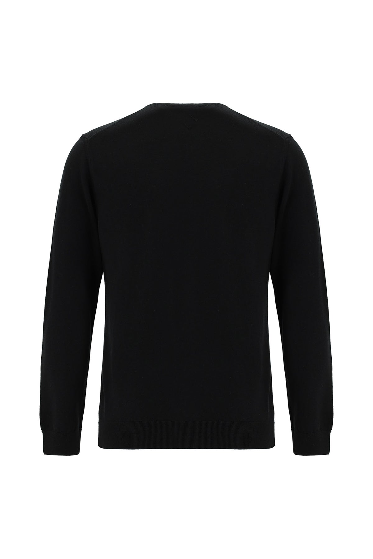 Siyah Bisiklet Yaka Regular Fit %100 Yün Triko Kazak