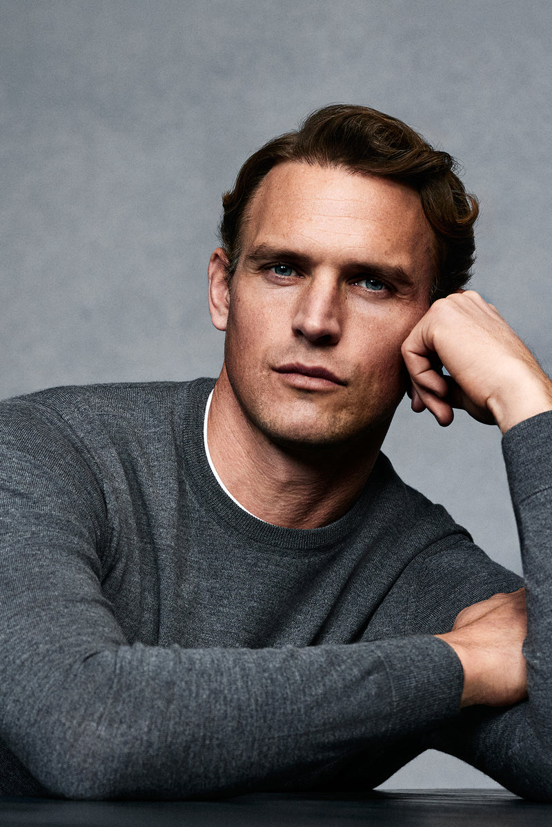 Orta Gri Melanj Bisiklet Yaka Regular Fit Yün Triko Kazak-Abdullah Ki??l?