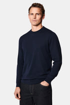 Koyu Lacivert Bisiklet Yaka Regular Fit Yün Triko Kazak