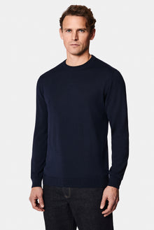 Koyu Lacivert Bisiklet Yaka Regular Fit Yün Triko Kazak