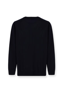 Koyu Lacivert Bisiklet Yaka Regular Fit Yün Triko Kazak