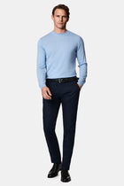 Açık Mavi Bisiklet Yaka Regular Fit Yün Triko Kazak