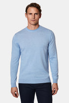 Açık Mavi Bisiklet Yaka Regular Fit Yün Triko Kazak