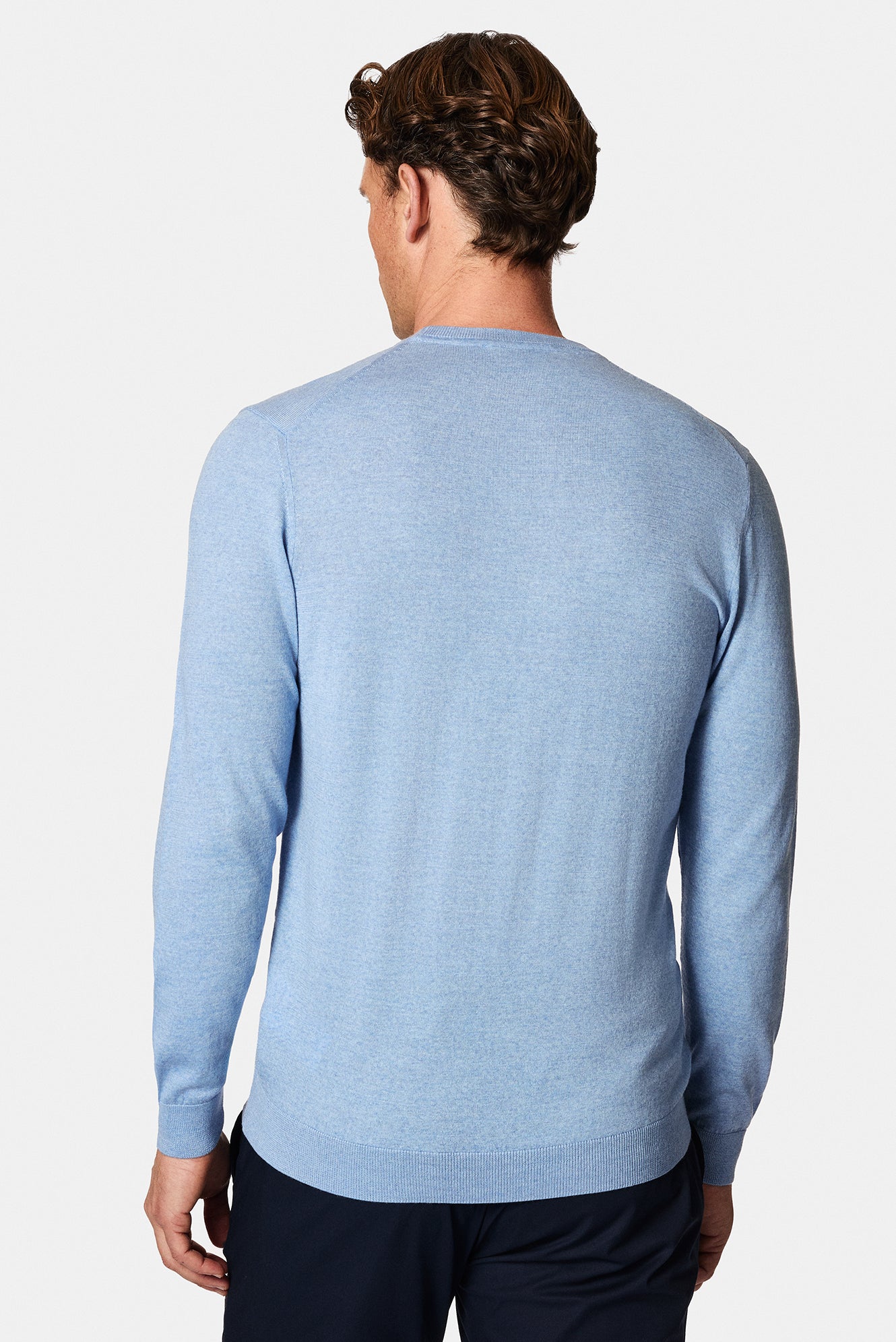 Açık Mavi Bisiklet Yaka Regular Fit Yün Triko Kazak