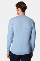 Açık Mavi Bisiklet Yaka Regular Fit Yün Triko Kazak