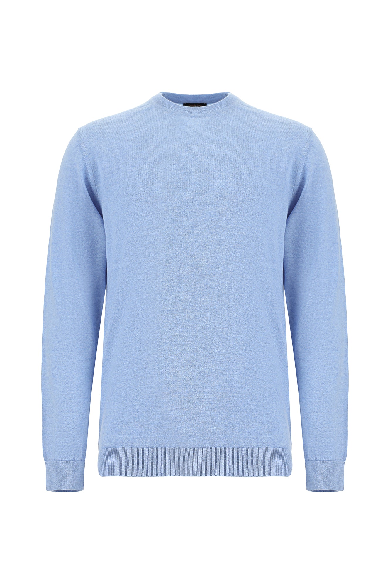 Açık Mavi Bisiklet Yaka Regular Fit Yün Triko Kazak