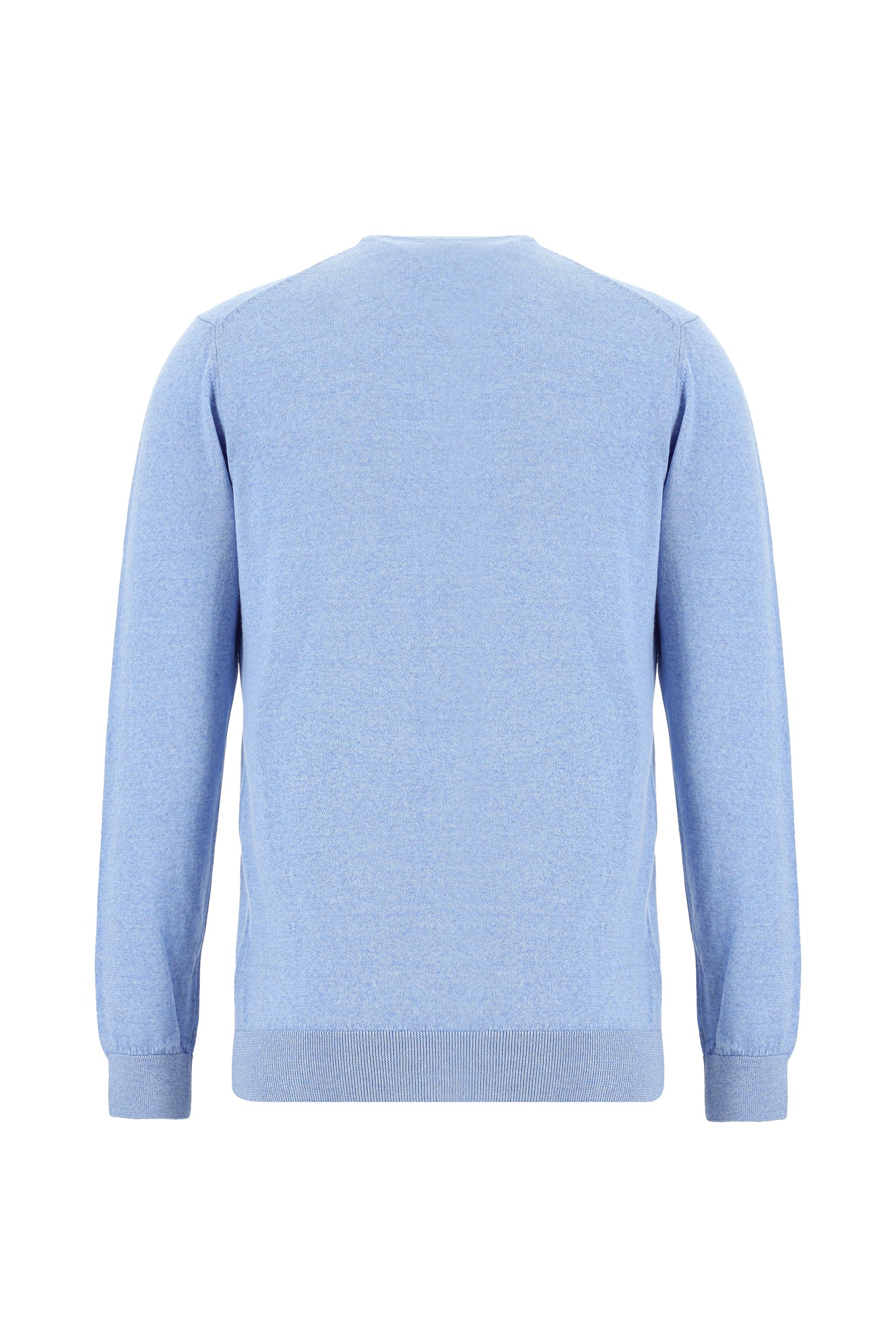 Açık Mavi Bisiklet Yaka Regular Fit Yün Triko Kazak