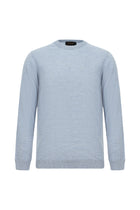 Açık Mavi Melanj Bisiklet Yaka Regular Fit Yün Triko Kazak