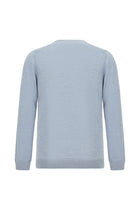 Açık Mavi Melanj Bisiklet Yaka Regular Fit Yün Triko Kazak