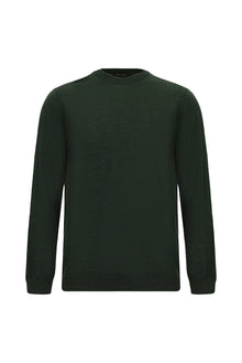 Orta Haki Bisiklet Yaka Regular Fit Yün Triko Kazak