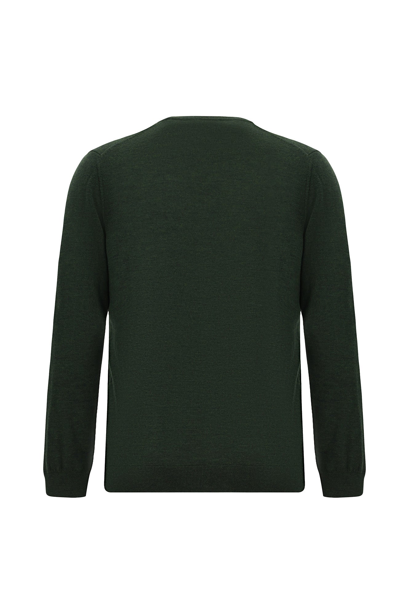 Orta Haki Bisiklet Yaka Regular Fit Yün Triko Kazak