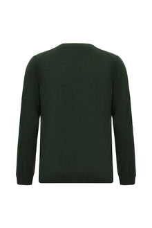 Orta Haki Bisiklet Yaka Regular Fit Yün Triko Kazak