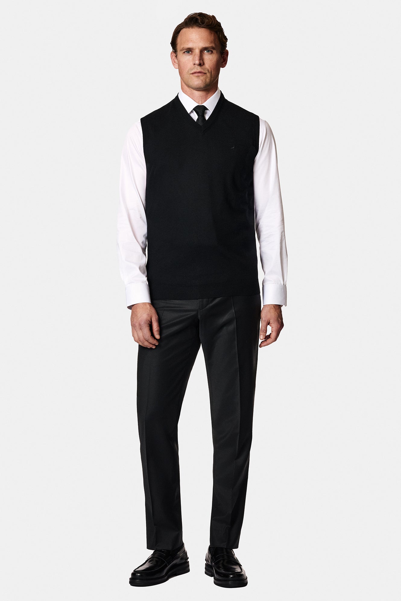 Siyah V Yaka Yün Triko Süveter-Abdullah Ki??l?