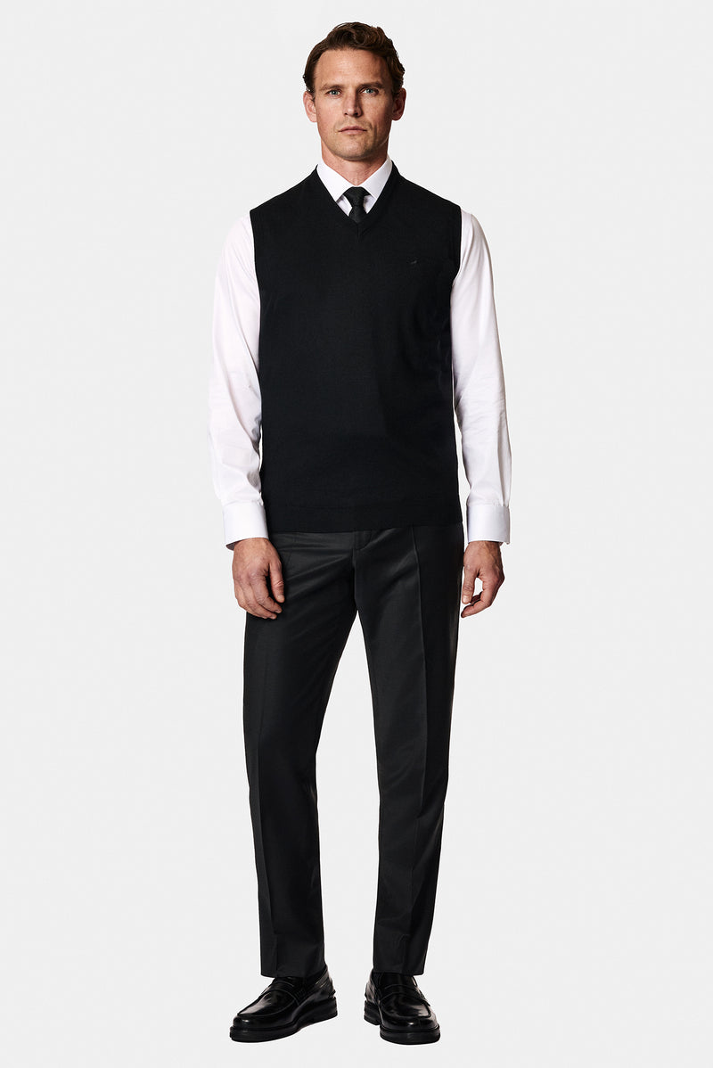 Siyah Regular Fit Düz Yün Süveter