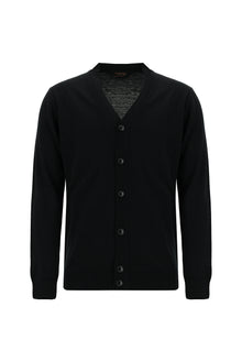 Siyah V Yaka Dü?meli Nak??l? Yün Triko H?rka-Abdullah Ki??l?