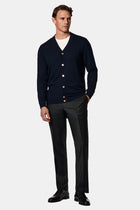 Koyu Lacivert V Yaka Dü?meli Nak??l? Yün Triko H?rka-Abdullah Ki??l?