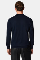 Koyu Lacivert V Yaka Dü?meli Nak??l? Yün Triko H?rka-Abdullah Ki??l?