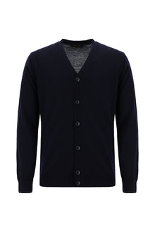 Koyu Lacivert V Yaka Dü?meli Nak??l? Yün Triko H?rka-Abdullah Ki??l?