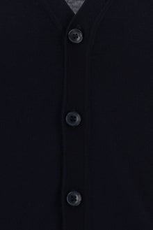 Koyu Lacivert V Yaka Dü?meli Nak??l? Yün Triko H?rka-Abdullah Ki??l?