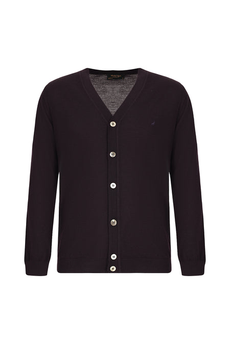 Mürdüm Yün Triko Hırka