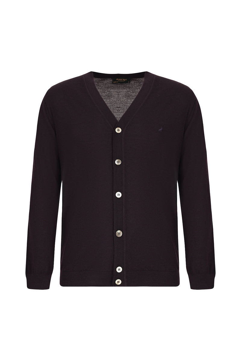 Mürdüm Yün Triko Hırka