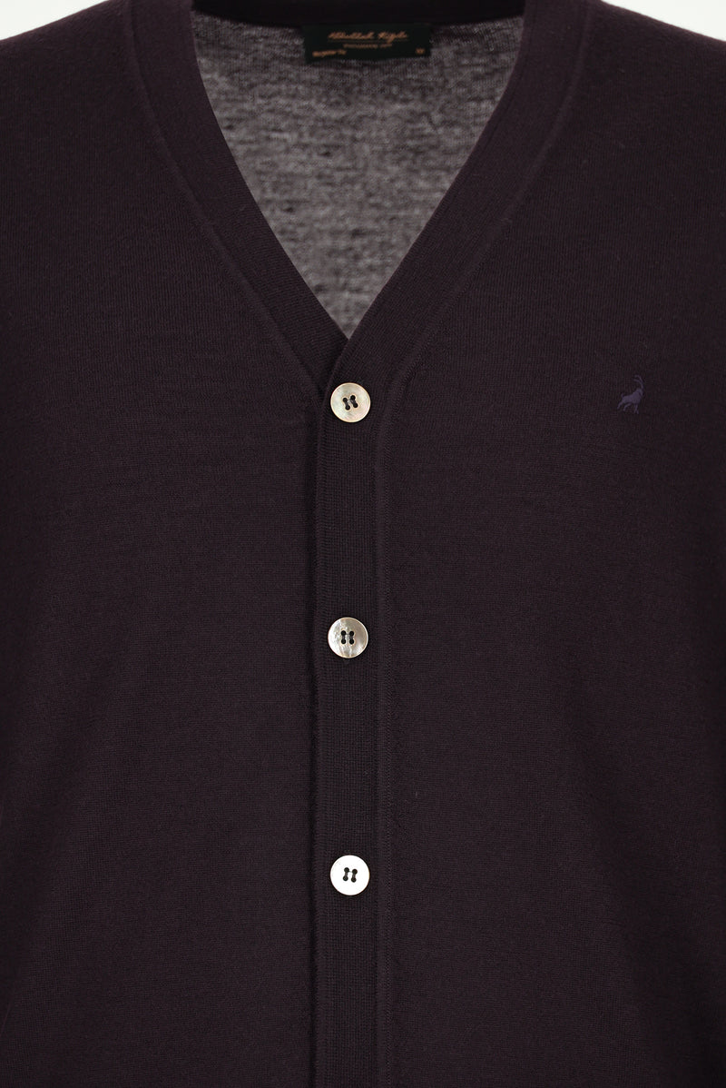 Mürdüm Yün Triko Hırka