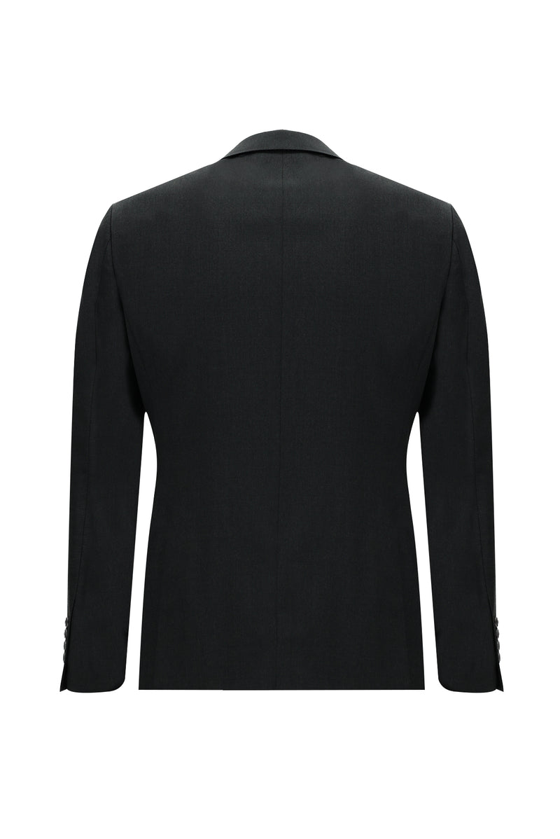 Orta Antrasit Slim Fit Dar Kesim Klasik Yün Takım Elbise
