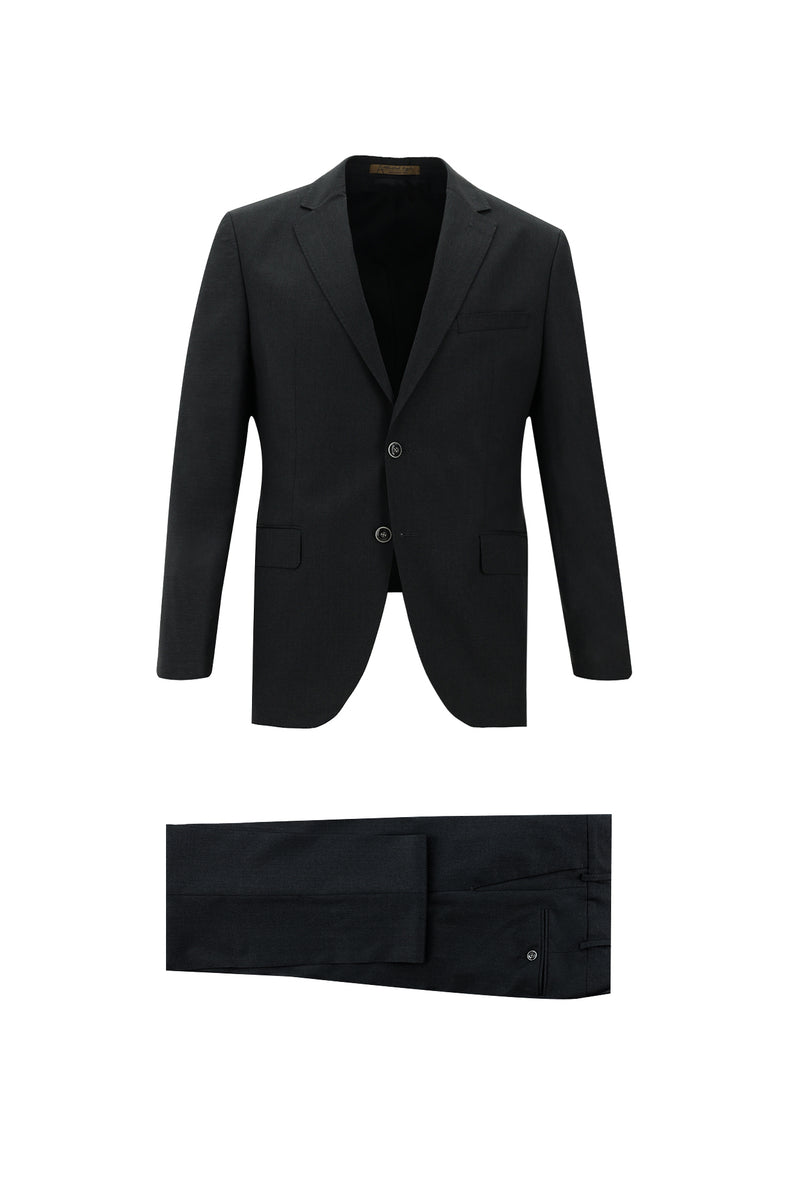 Orta Antrasit Slim Fit Dar Kesim Klasik Yün Takım Elbise