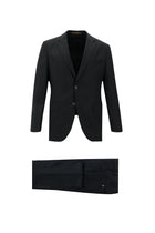 Orta Antrasit Slim Fit Dar Kesim Klasik Yün Takım Elbise