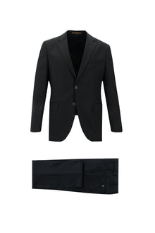 Orta Antrasit Slim Fit Dar Kesim Klasik Yün Takım Elbise