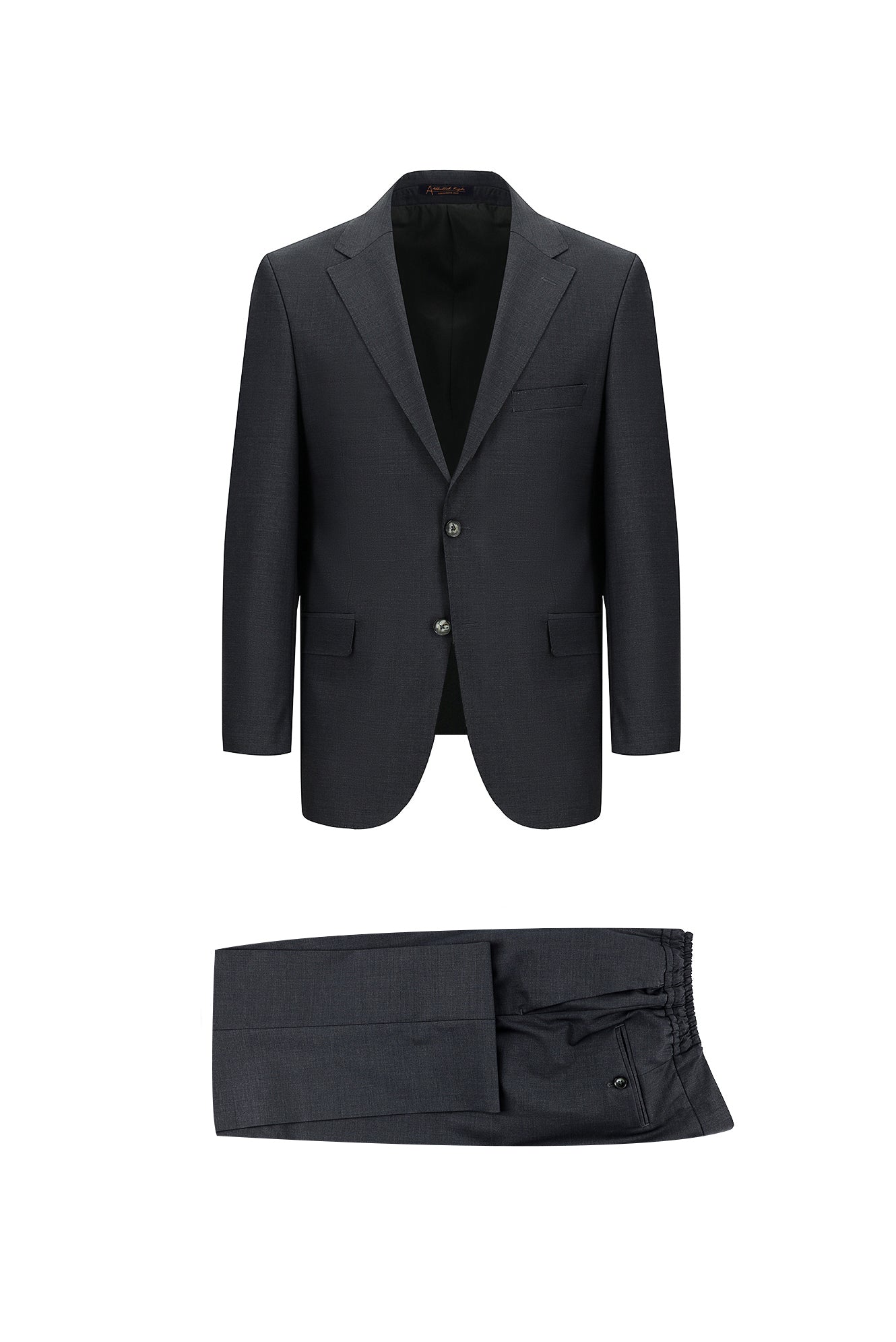 Koyu Füme Regular Fit Yünlü Beli Lastikli İpli Takım Elbise