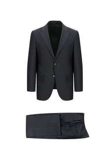 Koyu Füme Regular Fit Yünlü Beli Lastikli İpli Takım Elbise