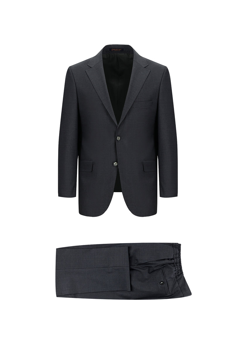 Koyu Füme Regular Fit Yünlü Beli Lastikli İpli Takım Elbise