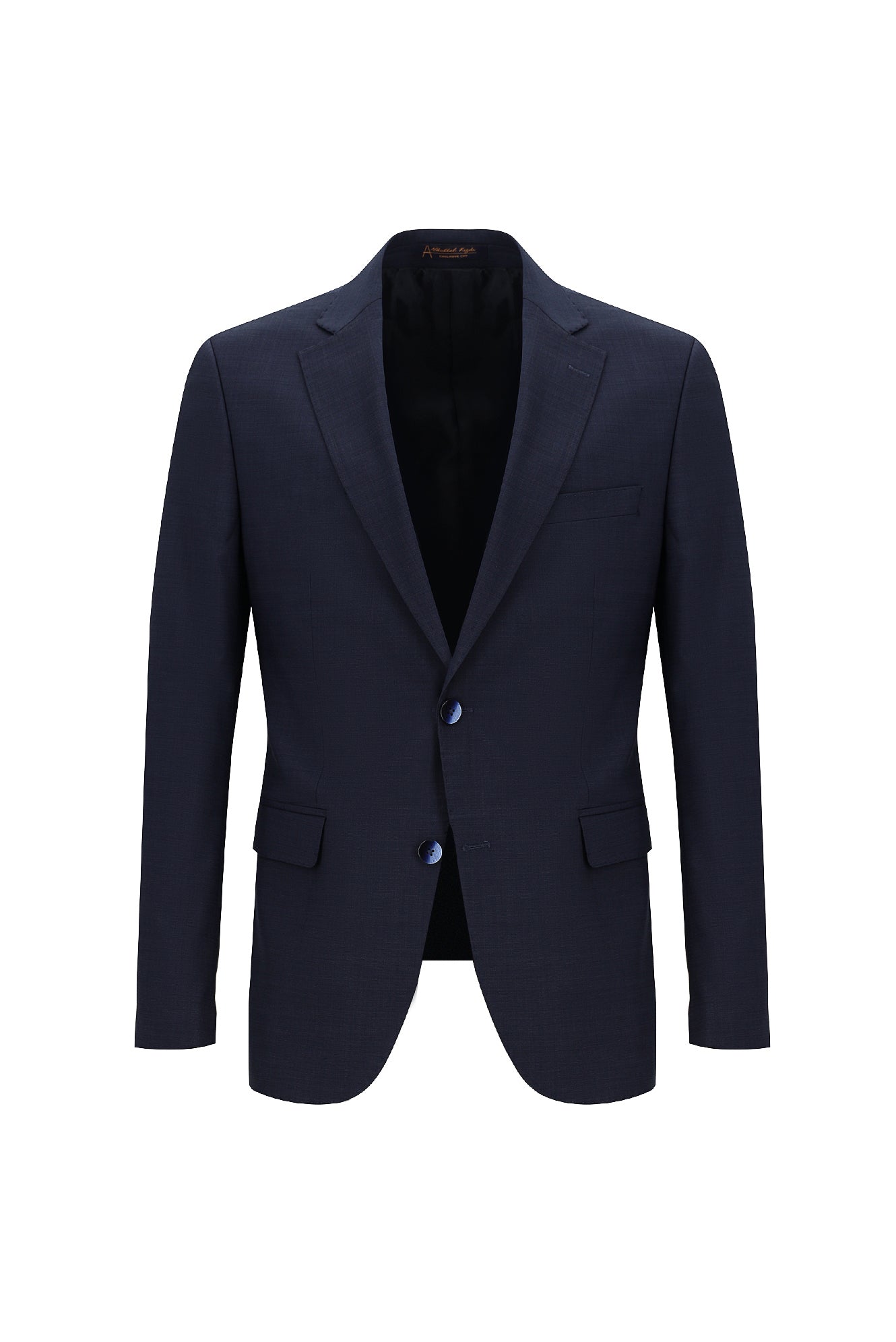 Koyu Lacivert Slim Fit Dar Kesim Yünlü Beli Lastikli İpli Takım Elbise
