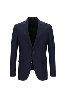 Koyu Lacivert Slim Fit Dar Kesim Yünlü Beli Lastikli İpli Takım Elbise