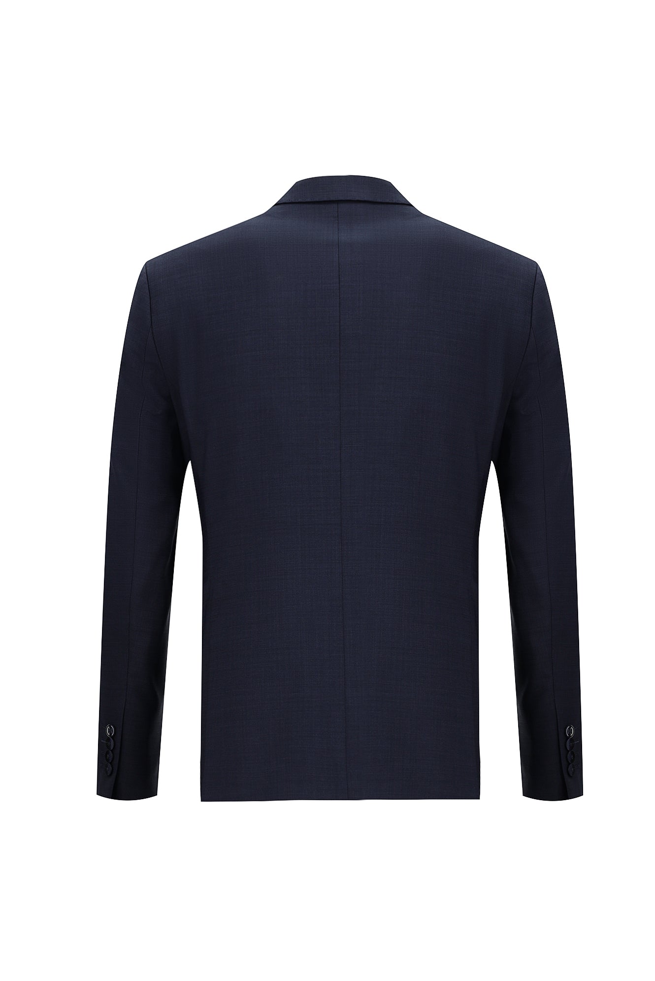 Koyu Lacivert Slim Fit Dar Kesim Yünlü Beli Lastikli İpli Takım Elbise