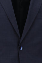 Koyu Lacivert Slim Fit Dar Kesim Yünlü Beli Lastikli İpli Takım Elbise