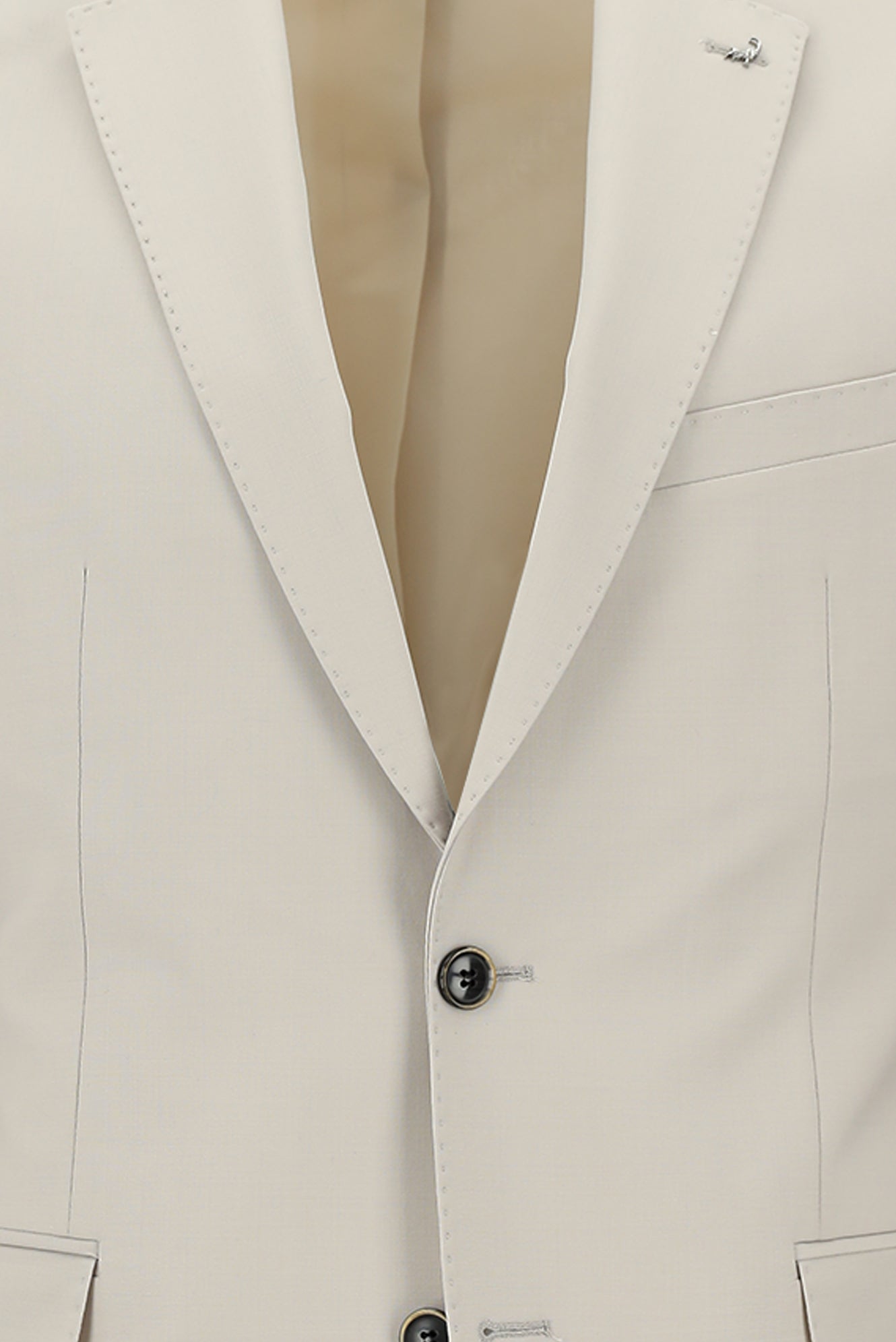 Orta Bej Slim Fit Dar Kesim Yünlü Klasik Takım Elbise