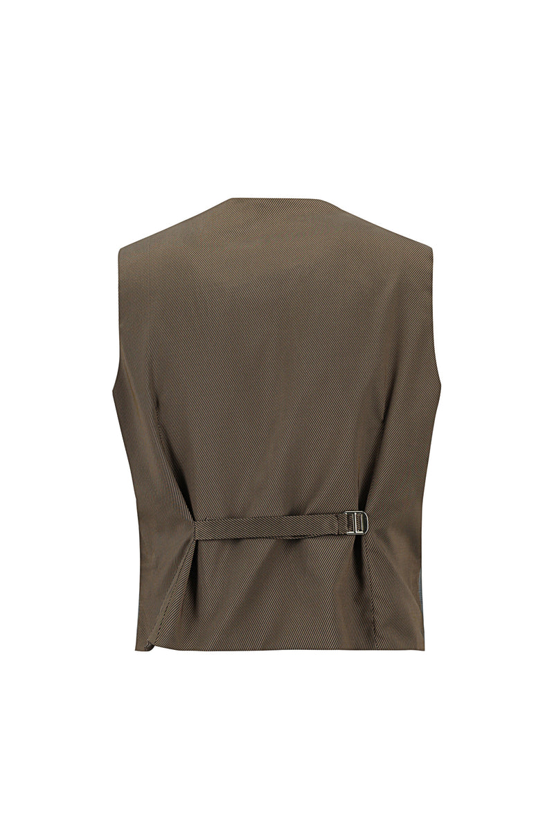 Koyu Füme Relaxed Fit Rahat Kesim Yünlü Kombinli Yelekli Takım Elbise