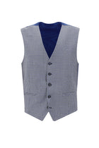 Koyu Lacivert Regular Fit Yünlü Kombinli Yelekli Ekose Takım Elbise