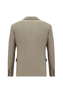 Koyu Bej Slim Fit Dar Kesim Yünlü Kombinli Yelekli Takım Elbise