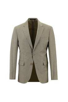 Koyu Bej Slim Fit Dar Kesim Yünlü Kombinli Takım Elbise