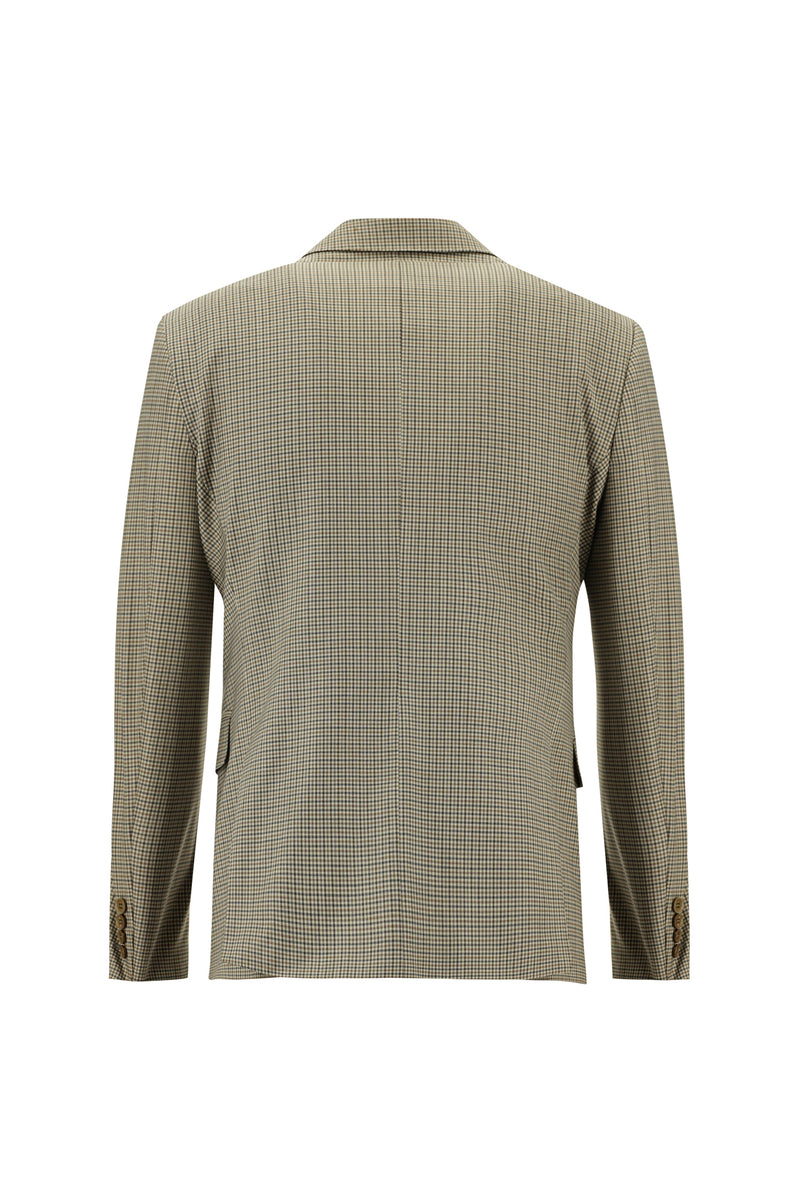Koyu Bej Slim Fit Dar Kesim Yünlü Kombinli Takım Elbise